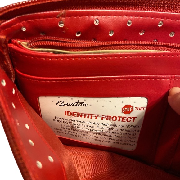 Buxton Red Clutch Wristlet with Silver Hardware - Picture 6 of 8